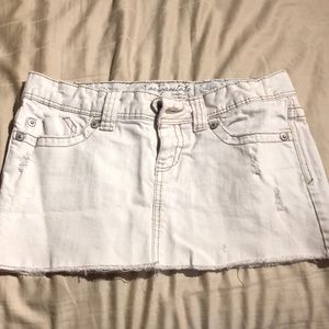 White jean mini skirt